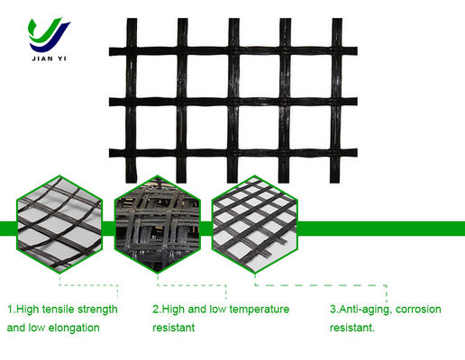 การเสริมเหล็กถนน สายไฟฟ้าแก้ว ทนทานต่อการกัดกรอบ 25-120 KN/m