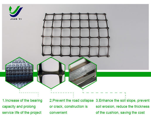 หนุนถนนเสริม Bi-Axial พลาสติก Geogrid ทนต่อกรดและอัลคาลี 15 ~ 50KN / m