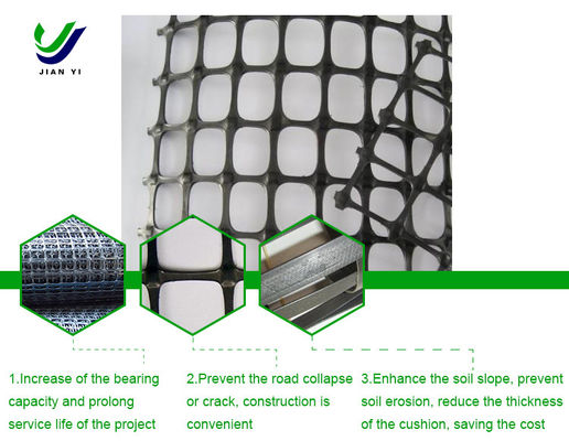 ป้องกันความชัน PP Bi-Axial Geogrid สําหรับการเพิ่มภาระและป้องกันรอยแตก