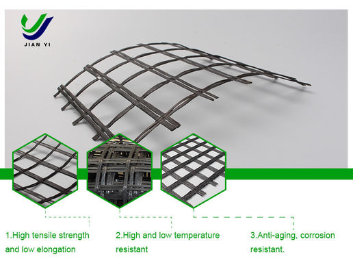 ความมั่นคงทางอุณหภูมิสูง สายไฟฟ้าแก้ว Geogrid 12 ~ 50mm × mm โดยไม่มีการเคลื่อนยาวนาน