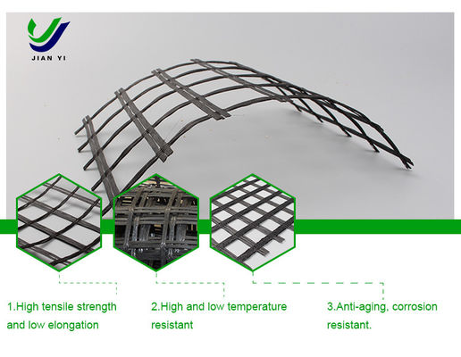 การควบคุมการละลาย สายใยกระจก Geogrid ไปยังพื้นฐานดินอ่อนเสริม