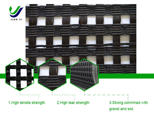 กลมเข็ม Dacron Geogrid ใช้ในการป้องกันการสูญเสียของสลักและปรับปรุงความมั่นคงของทาง