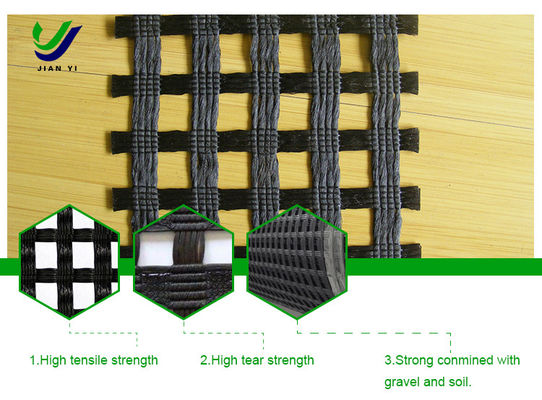 ความแข็งแกร่งสูงและความยาวต่ําของพอลิเอสเตอร์ Geogrid