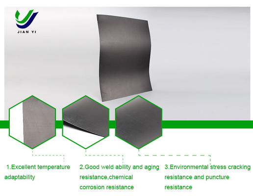ความแข็งแรงในการดึงสูง HDPE Geomembrane ทนทานต่อการกัดกรดและน้ํามันอัลคาลี