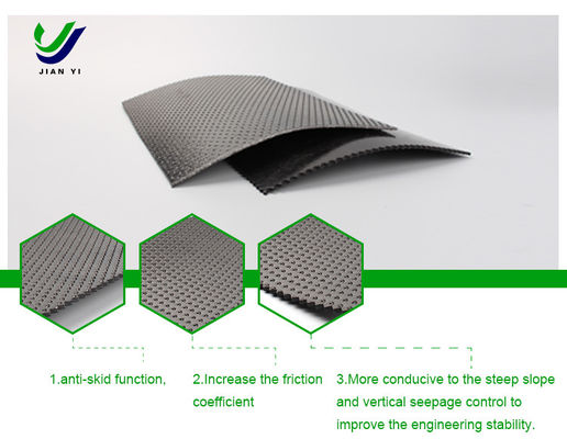 แอนติสไลด์และการละลาย HDPE Geomembrane เนื้อเยื่อที่มีโครงสร้างจุดคอลัมน์