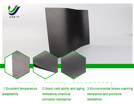 โพลีเอธิลีนความหนาแน่นสูง HDPE Geomembrane สําหรับการเก็บน้ําในบ่อและการป้องกันหัน