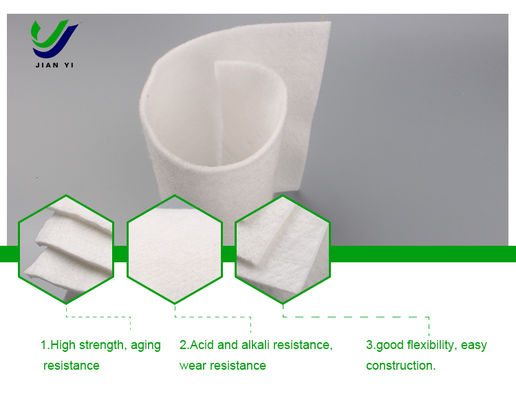สายใยโพลีเอสเตอร์ 100% สายใยโพลีเอสเตอร์ ไม่เนื้อเยื่อฉีด สายใยยาว Geotextile แผ่นความแข็งแรงสําหรับโครงการภารกิจหนัก สีขาวและสีเขียว