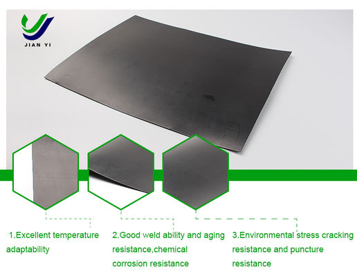 สีดําและเขียว HDPE Geomembrane เรียบเรียบสองสี เหมาะสําหรับโครงการกันน้ําต่าง ๆ