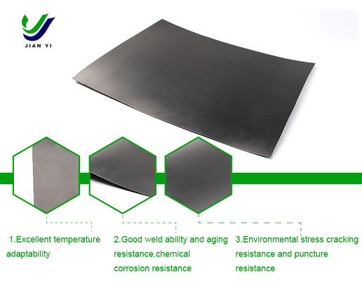 High Impermeability HDPE Geomembrane with Excellent Chemical Resistance and UV Stabilized สําหรับโครงการสิ่งแวดล้อม