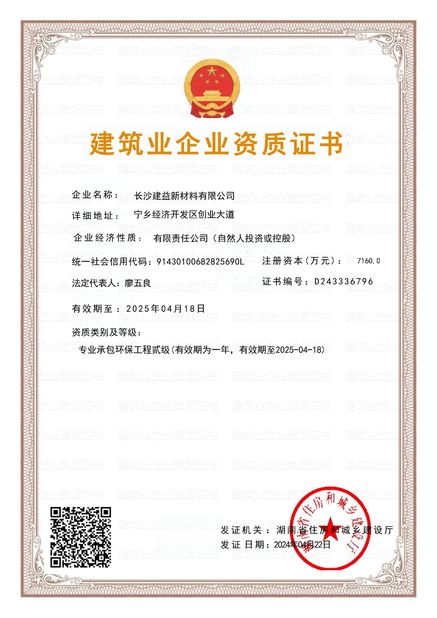 ประเทศจีน Changsha Jian-Yi New Material Co., Ltd. รับรอง