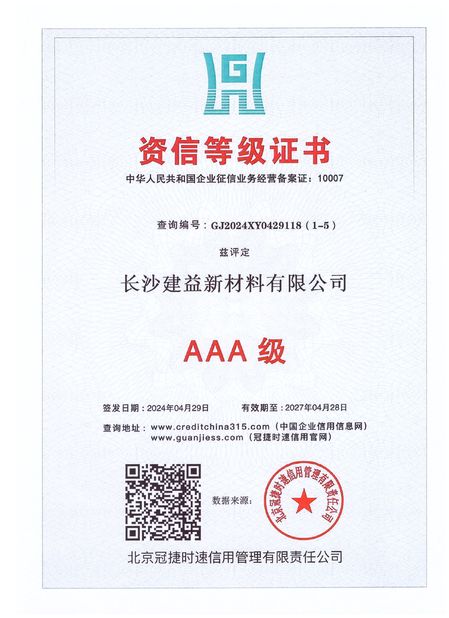 ประเทศจีน Changsha Jian-Yi New Material Co., Ltd. รับรอง