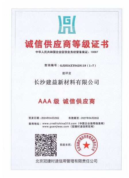 ประเทศจีน Changsha Jian-Yi New Material Co., Ltd. รับรอง